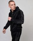Veste à capuche bande logo strass