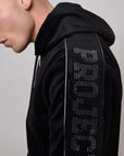 Veste à capuche bande logo strass