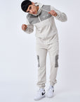 Pantalon de jogging bi-matière a poches