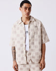 Chemise texturée à motif carreaux