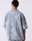 Chemise manches courtes en denim effet usé