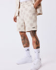 Short homme texturé à motif carreaux