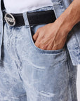 Bermuda en denim effet usé