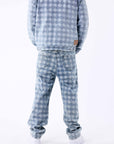 Pantalon en denim à motif géometrique