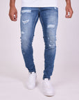 Jean skinny effet usé
