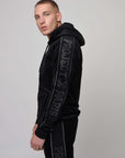 Veste à capuche bande logo strass