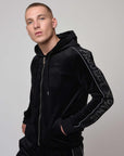 Veste à capuche bande logo strass
