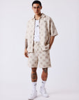 Chemise texturée à motif carreaux