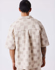 Chemise texturée à motif carreaux