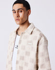 Chemise texturée à motif carreaux