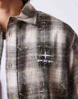 Chemise homme à motif carreaux avec broderie au dos