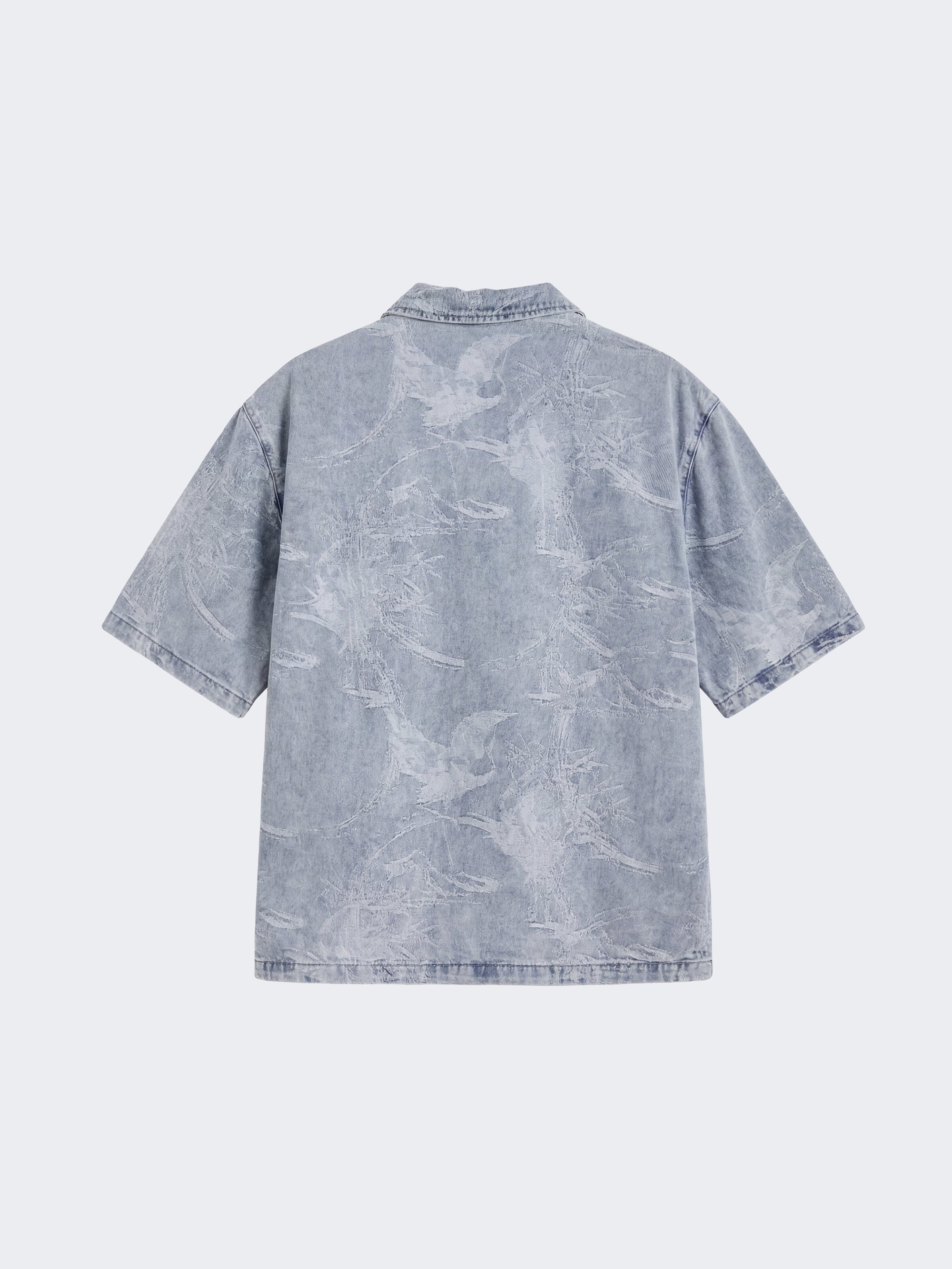 Chemise manches courtes en denim effet usé