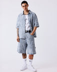 Chemise manches courtes en denim effet usé