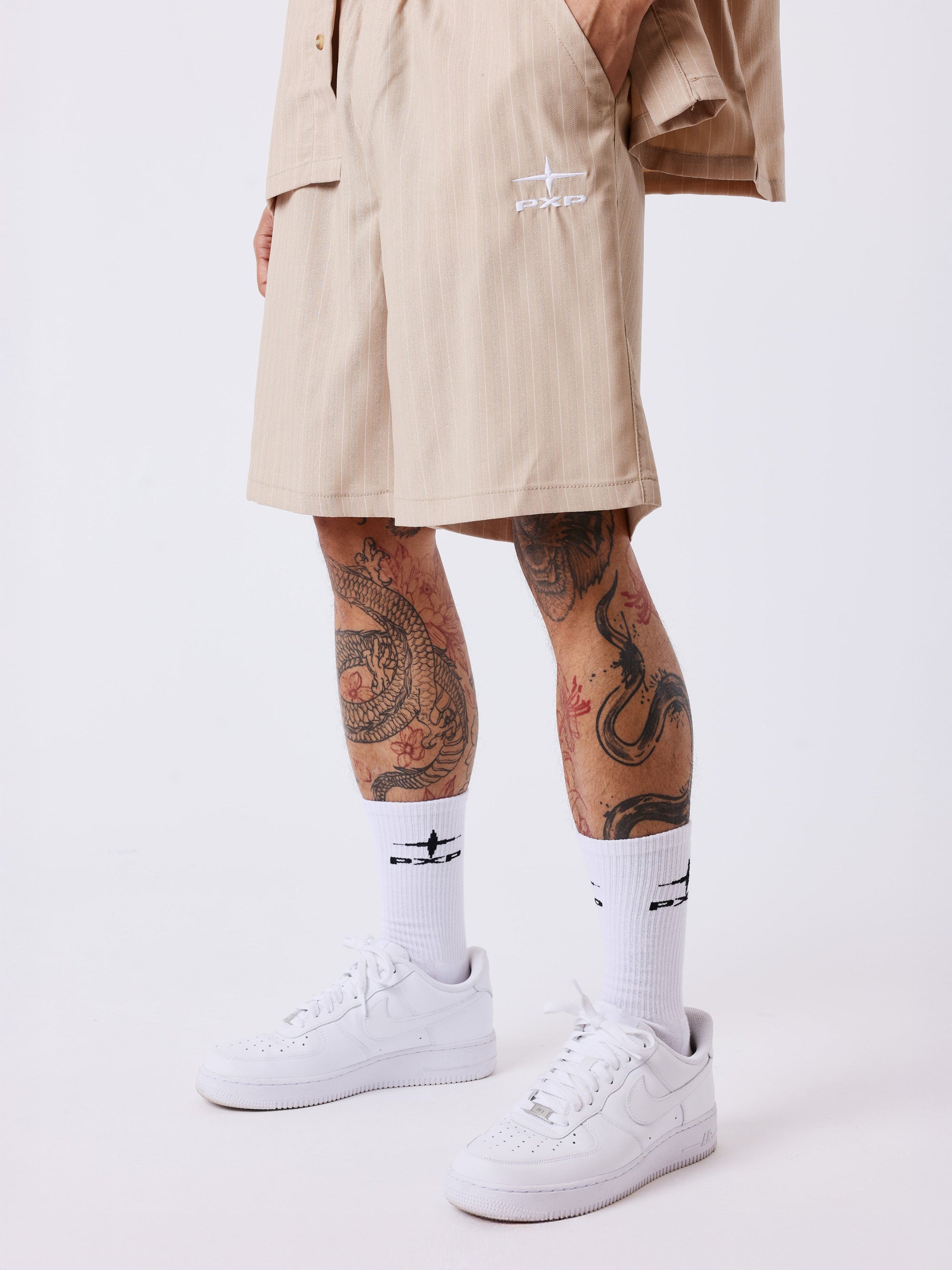 Short à rayures avec taille élastiquée