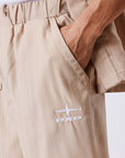 Short à rayures avec taille élastiquée