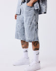 Bermuda en denim effet usé
