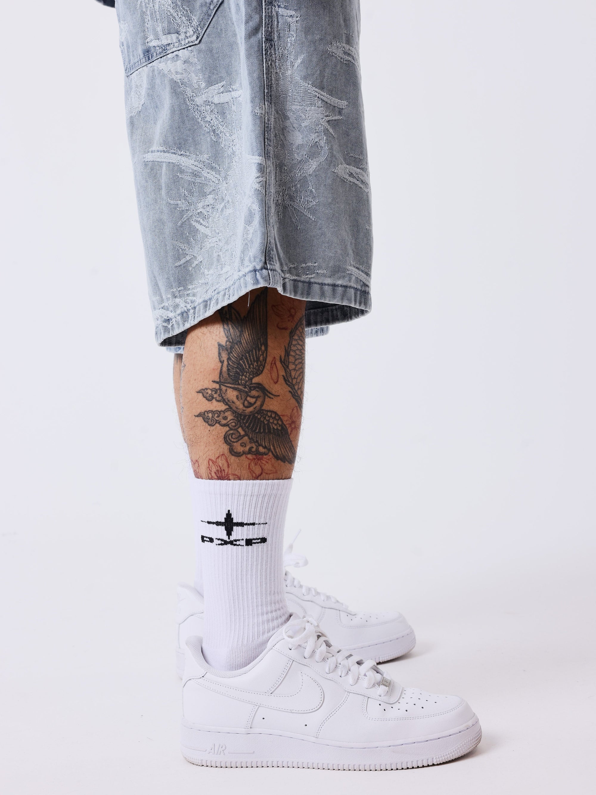 Bermuda en denim effet usé