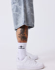 Bermuda en denim effet usé
