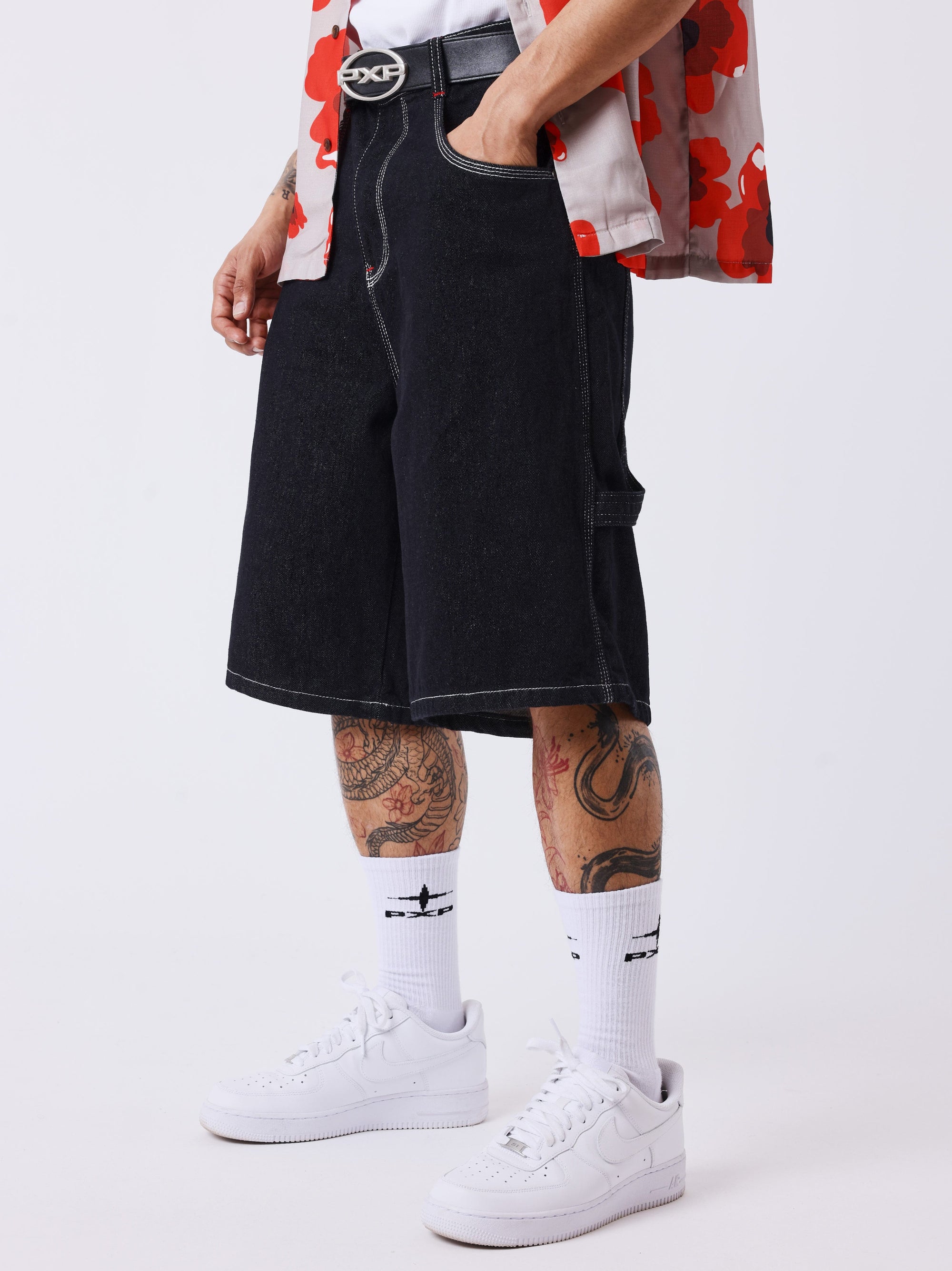 Bermuda en denim avec poches utilitaires