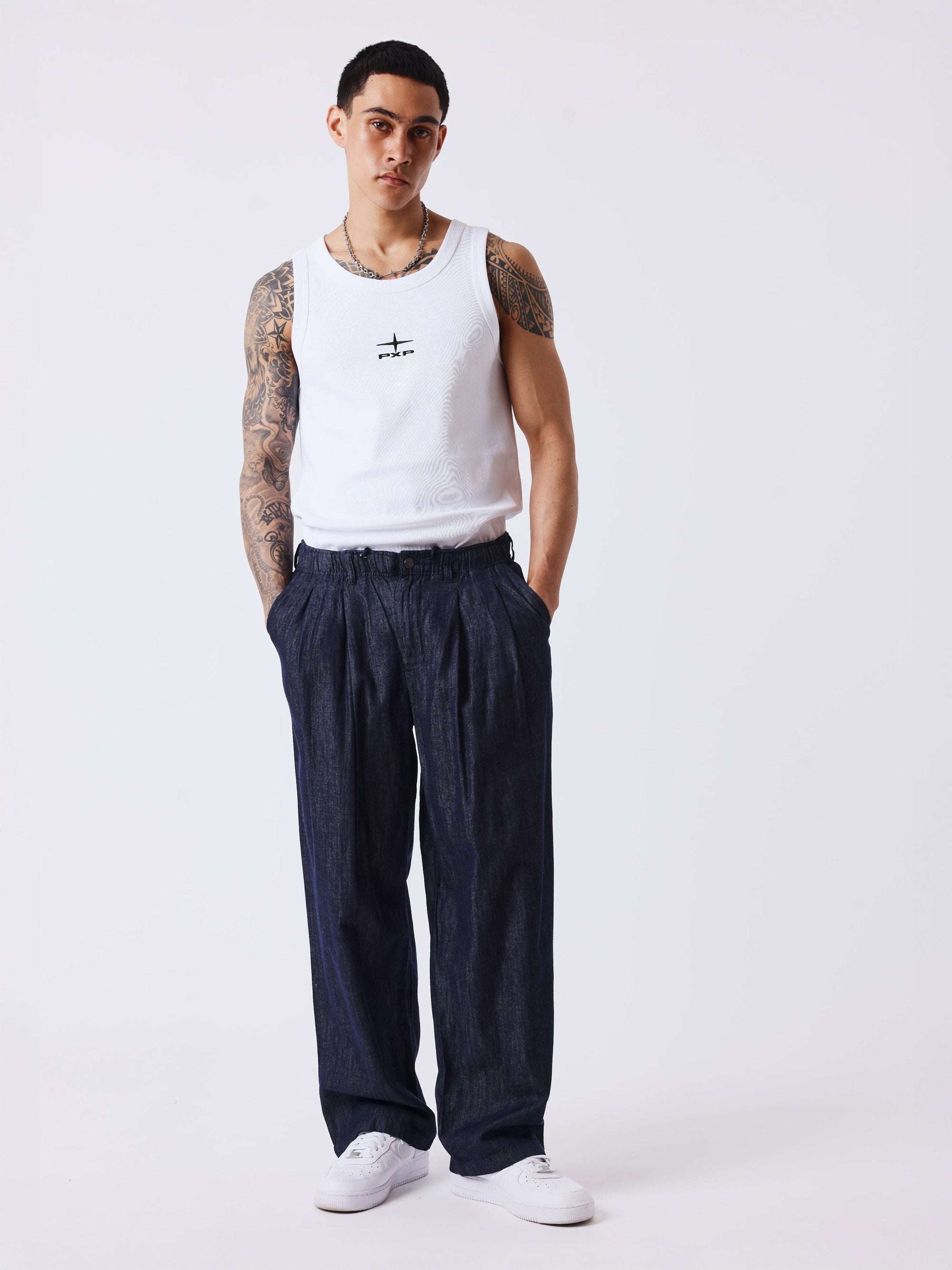 Pantalon homme à pinces taille élastiquée