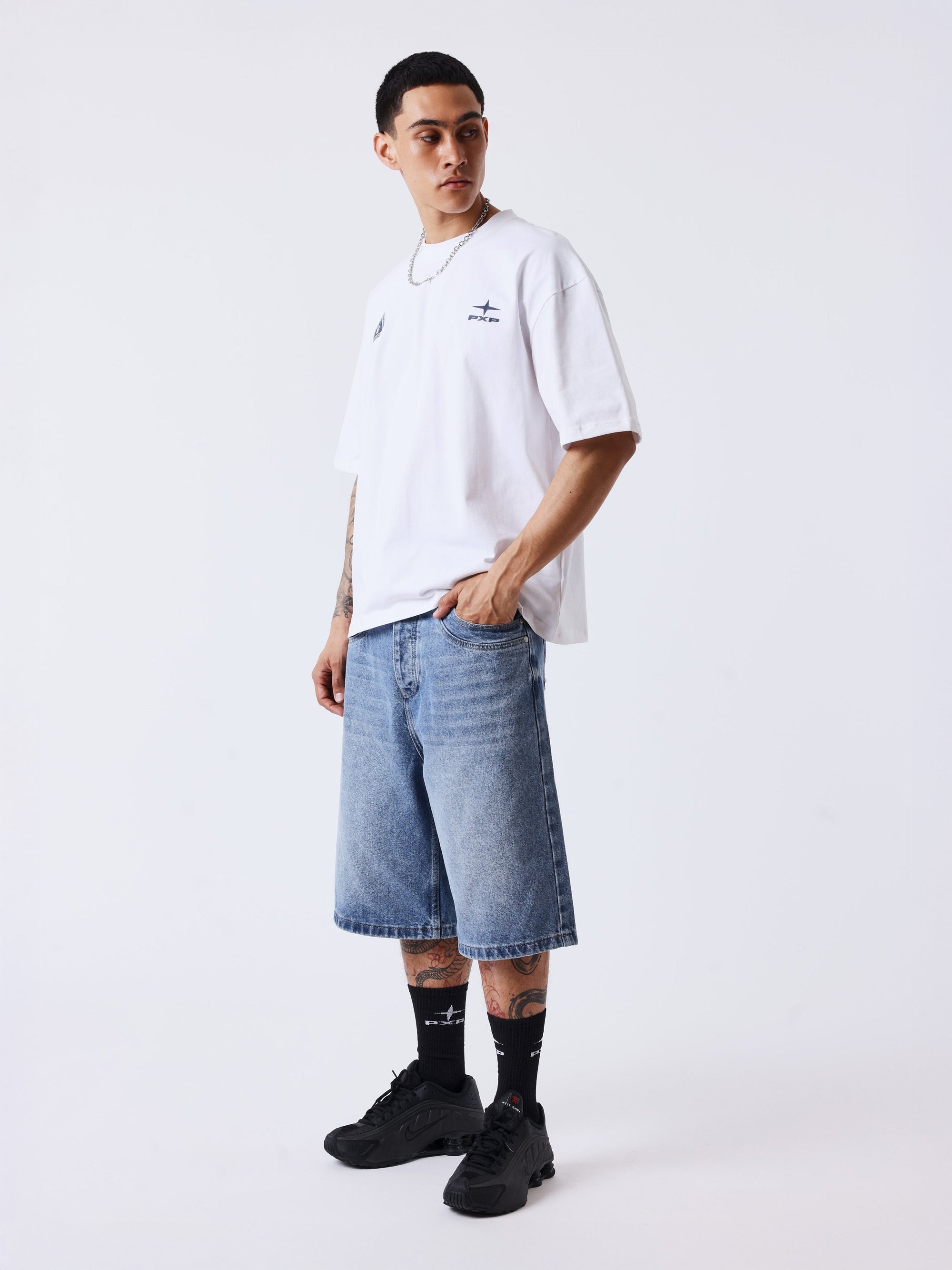Denim short oversize