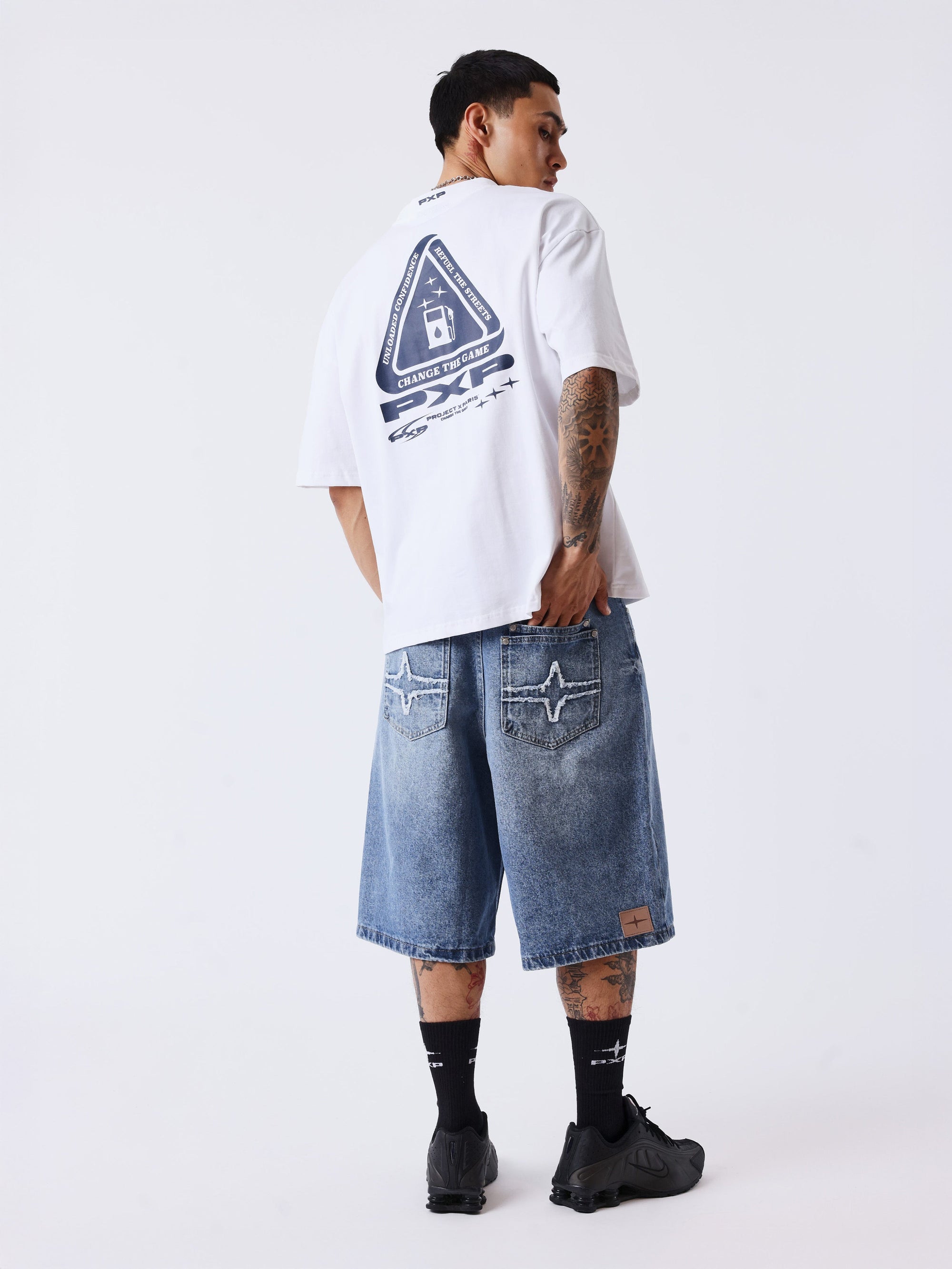 Denim short oversize