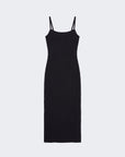 Robe longue bretelles côtelée