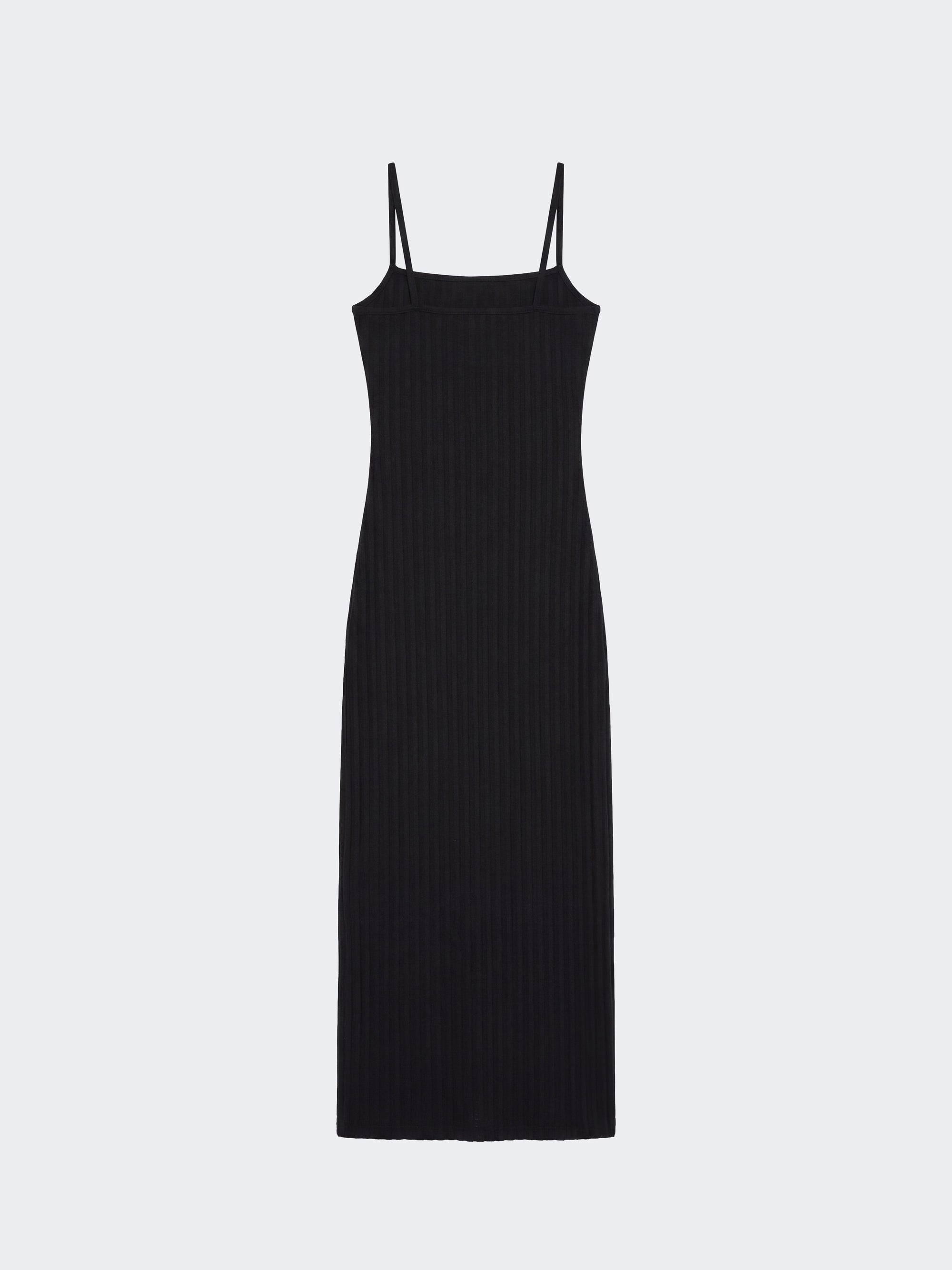 Robe longue bretelles côtelée