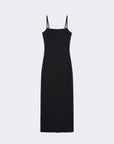 Robe longue bretelles côtelée