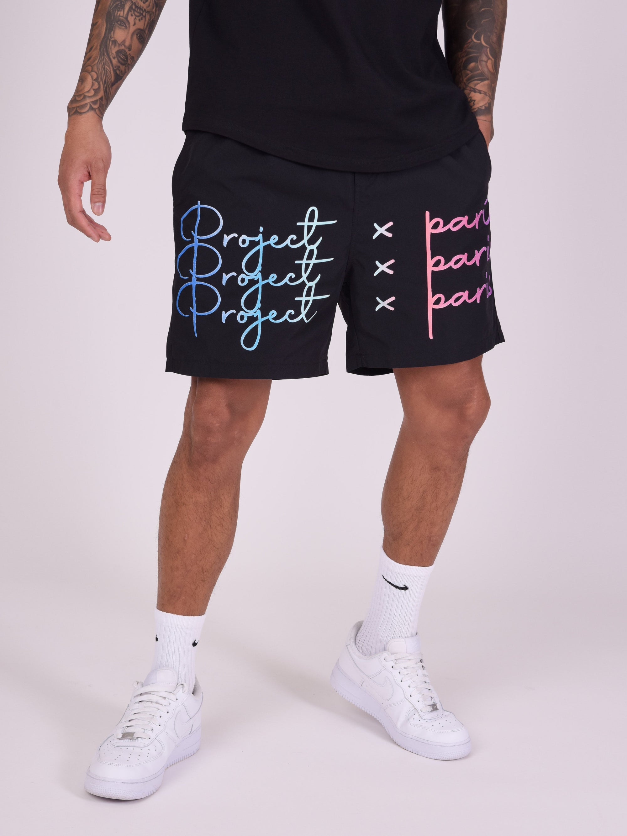 Short grand logo imprimé dégradé