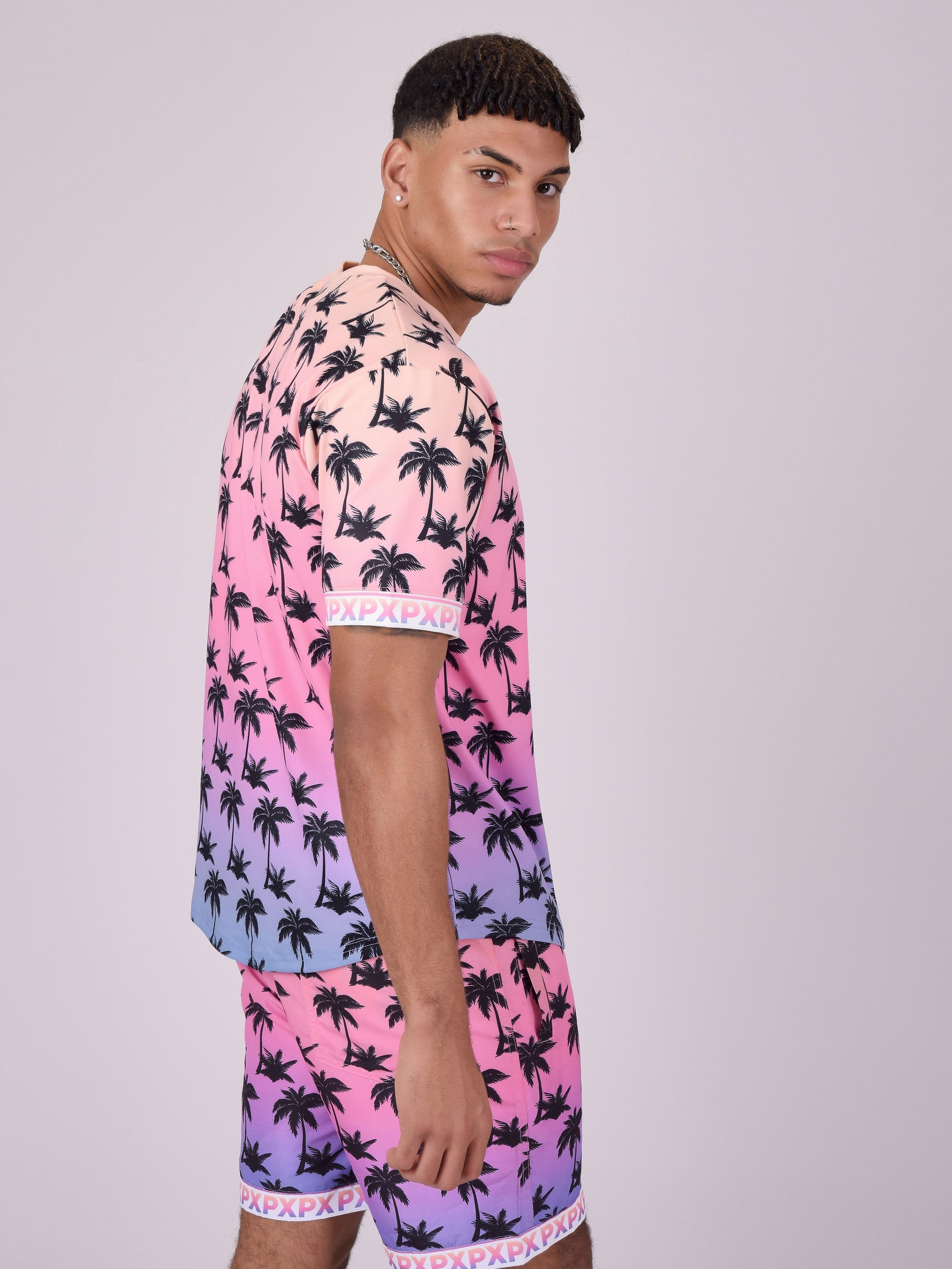 T-shirt imprimé palmier dégradé