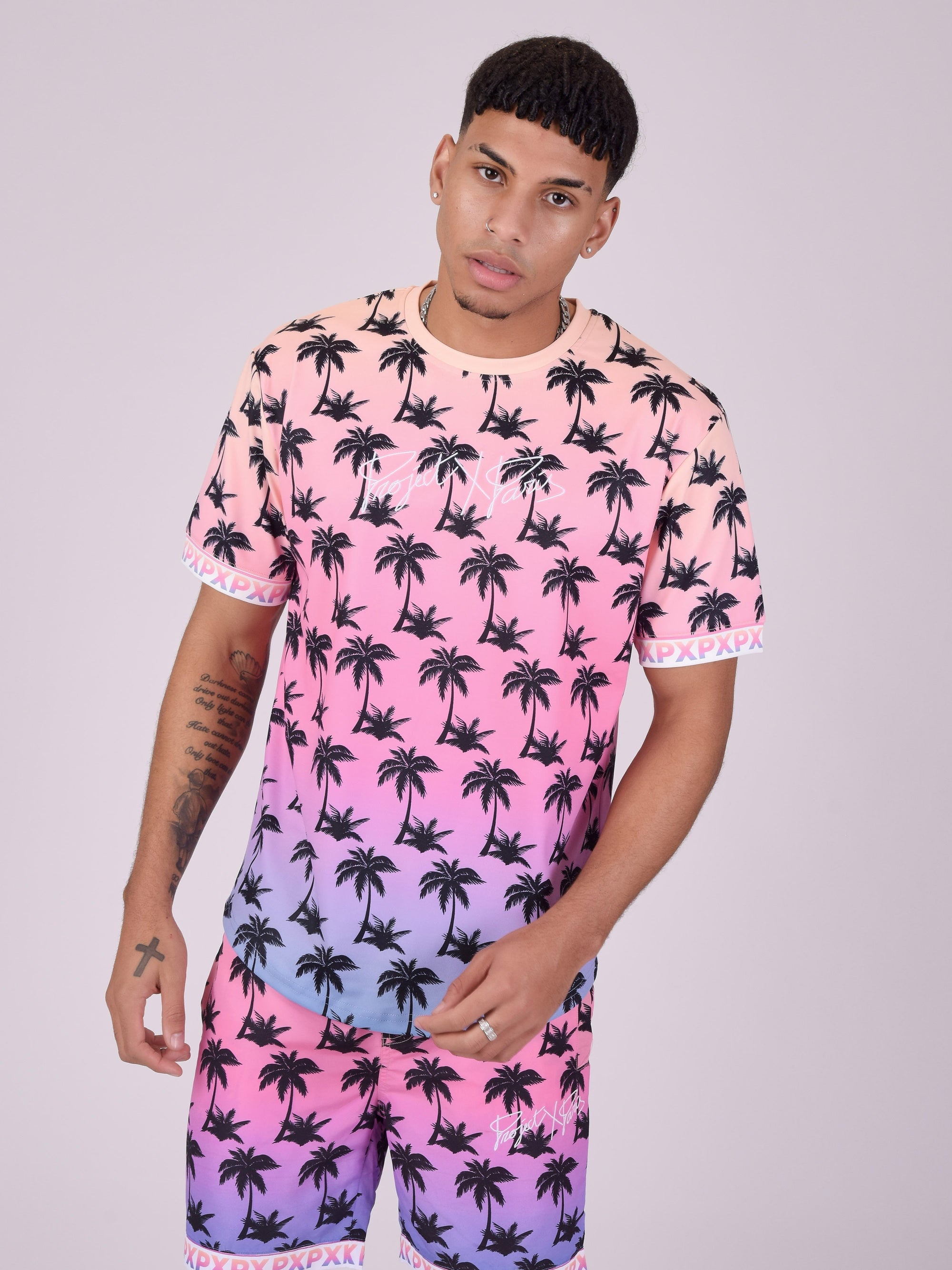 T-shirt imprimé palmier dégradé