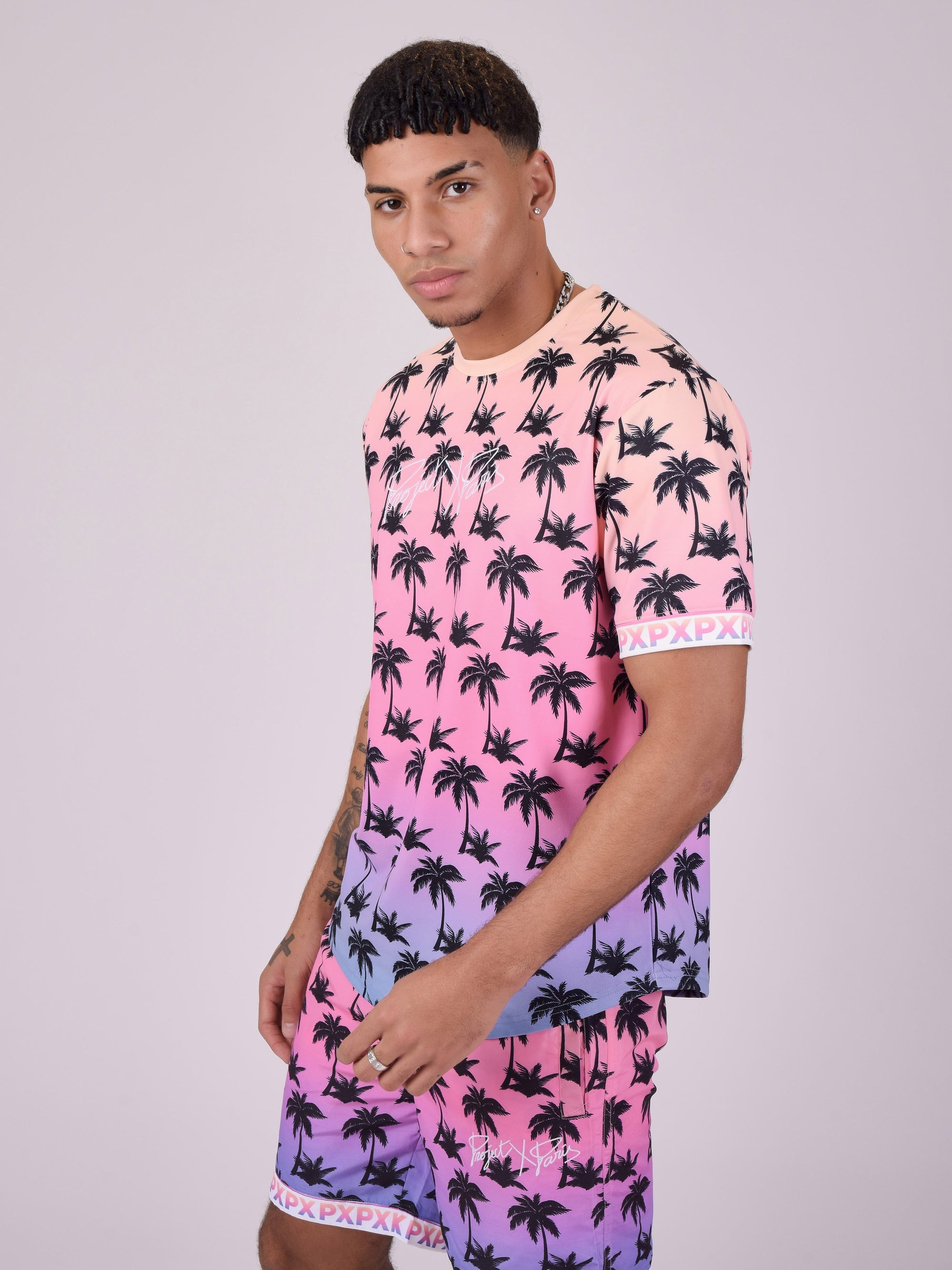 T-shirt imprimé palmier dégradé