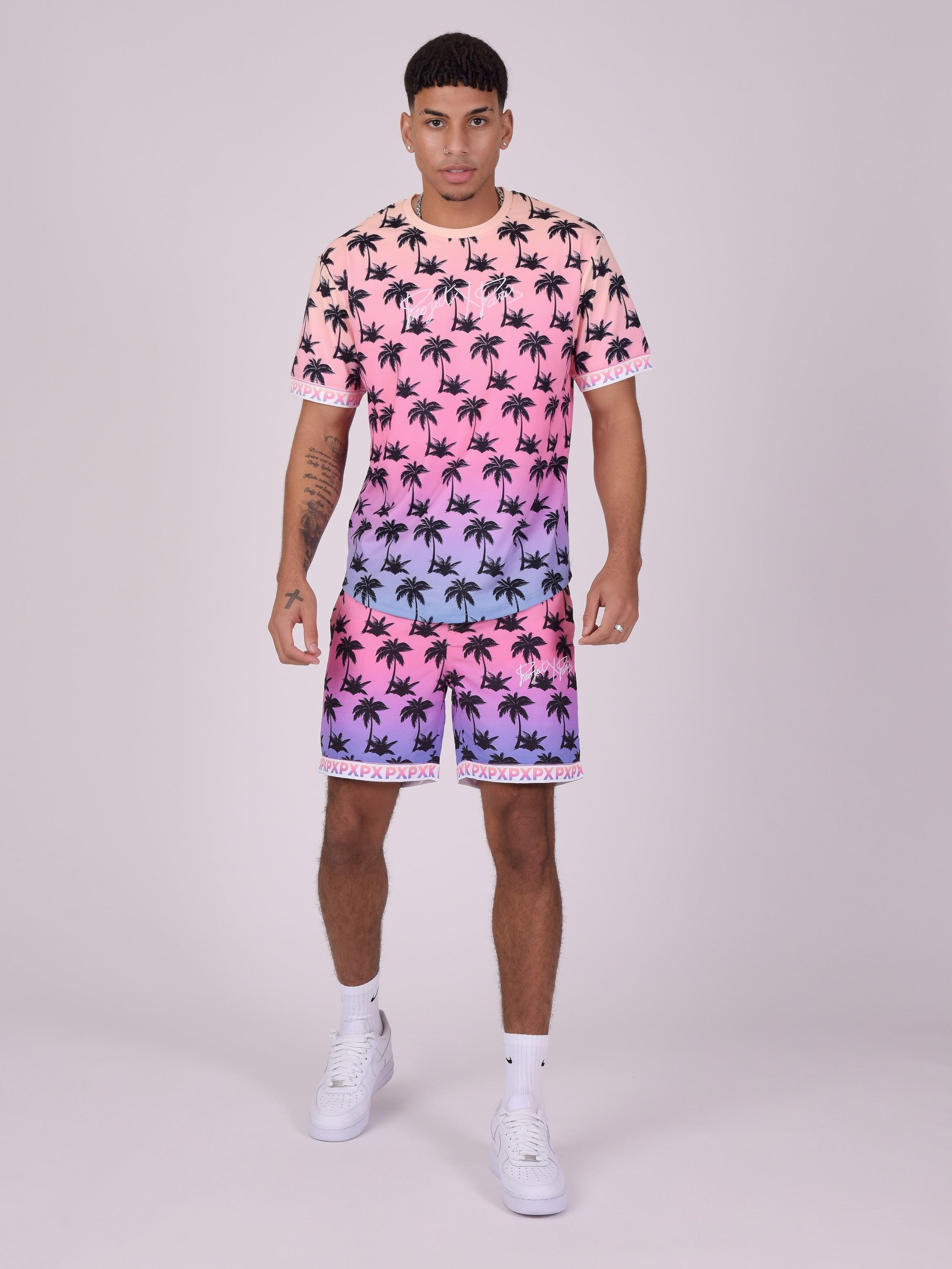 T-shirt imprimé palmier dégradé