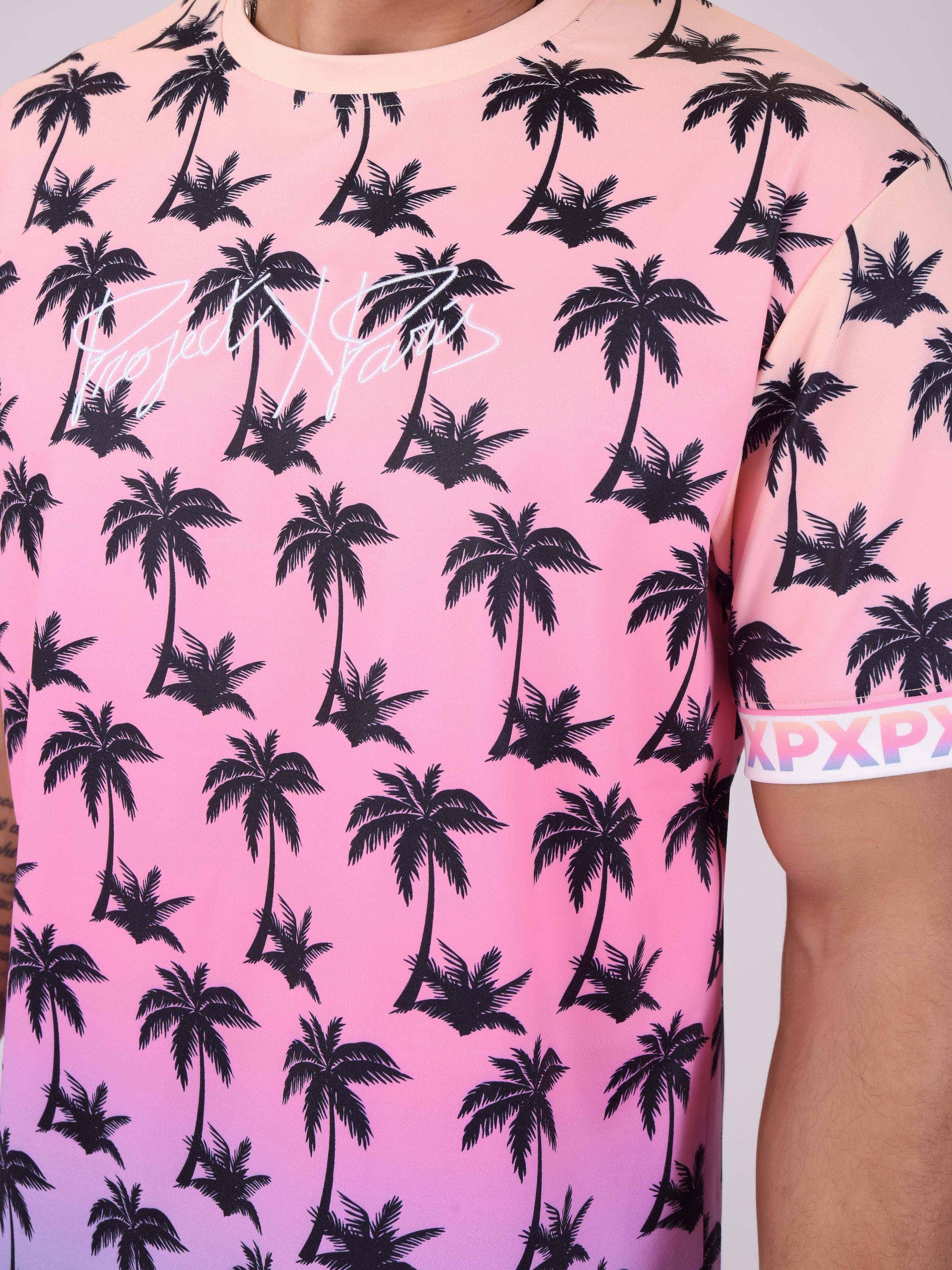 T-shirt imprimé palmier dégradé