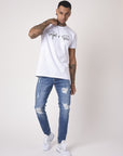 Jean slim basic bleu avec trous