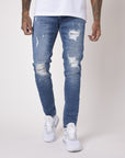 Jean slim basic bleu avec trous